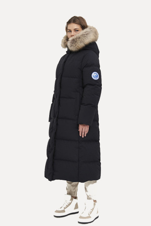 Пальто пуховое Рукка Top Arctic Goose мех Енот (Женский; 46; Темно-Синий)